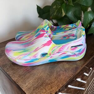 NWOT ANYWEAR Womens Size 10‎ Rainbow Swirl Clogs Shoes Slip On Comfort Colorful